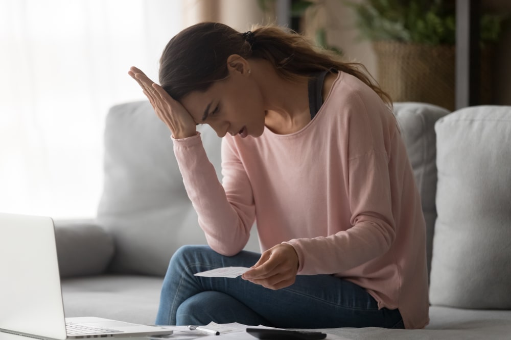 woman stressed about bills